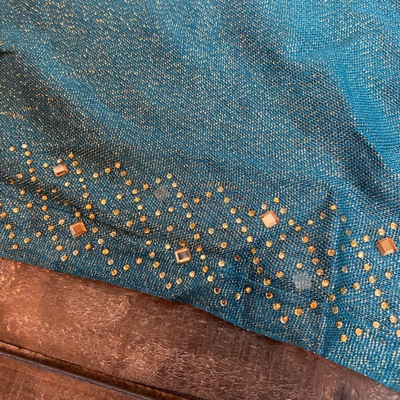 ✨Sparkly Turquoise Scarf Hijab Turban Wrap - Picture 4 of 4